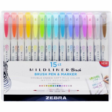 CLASSROOM CREATIONS Mildliner Brush Pen & Marker Set - Assorted Ink Color, 15PK CL3757520